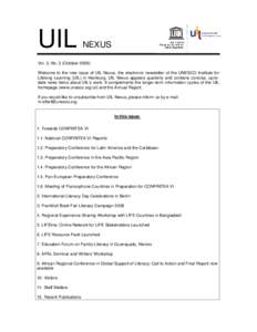 UIL  NEXUS Vol. 3, No. 3 (October[removed]Welcome to the new issue of UIL Nexus, the electronic newsletter of the UNESCO Institute for