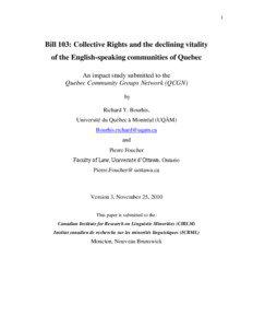 1  Bill 103: Collective Rights and the declining vitality