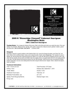 2009 Stoneridge Cabernet Tech Sheet