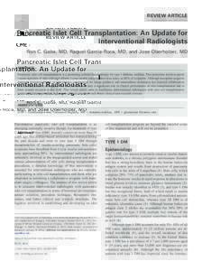 Pancreatic Islet Cell Transplantation: An Update for Interventional Radiologists