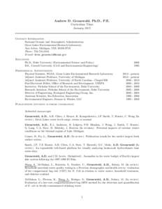 Andrew D. Gronewold, Ph.D., P.E. Curriculum Vitae January 2015 Contact Information National Oceanic and Atmospheric Administration