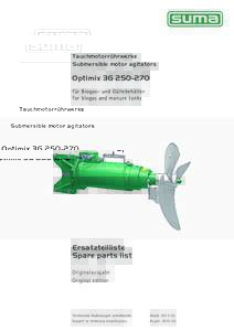 Tauchmotorrührwerke Submersible motor agitators Optimix 3Gfür Biogas- und Güllebehälter for biogas and manure tanks