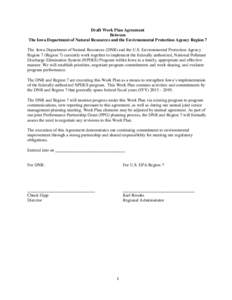 Draft Work Plan Agreement Between The Iowa Department of Natural Resources and the Environmental Protection Agency Region 7