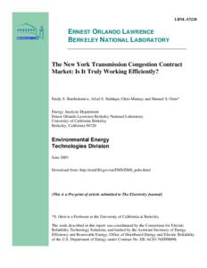 The New York Transmission Congestion Contract Market: Is It Truly Working Efficiently?