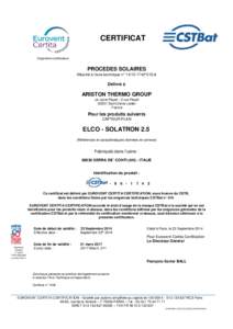 CERTIFICAT ARISTON ELCO[removed]01Ext