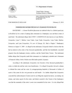 in carrying out the scheme, Zoiopoulos caused checks representing assets of the estate to be sent to her using the United States mail. Each charge of mail fraud carries a maximum penalty of up to 20 years in prison, and