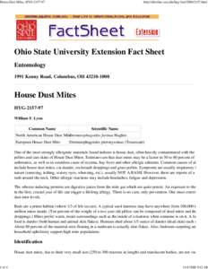 House Dust Mites, HYGof 4 http://ohioline.osu.edu/hyg-facthtml