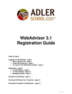 WebAdvisor 3.1 Registration Guide Table of Topics Logging In to WebAdvisor - page 2  What’s My User ID? - page 2