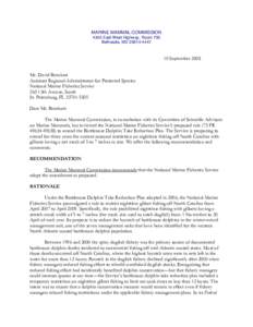 MARINE MAMMAL COMMISSION 4340 East-West Highway, Room 700 Bethesda, MD[removed]September 2008 Mr. David Bernhart