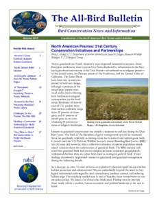 The All-Bird Bulletin Bird Conservation News and Information Summer 2012 A publication of the North American Bird Conservation Initiative