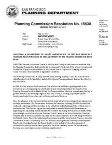 Planning Commission Resolution No[removed]HEARING DATE MAY 24, 2012
