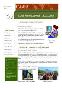 August 2013 Issue 5 SAFRI NEWSLETTER - August[removed]Distance learning programme