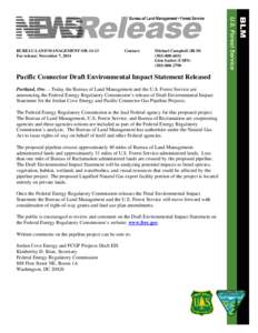 Pacific Connector Draft Environmental Impact Statement Released