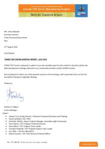 Mrs. Ketty Napwatt Secretary General Torba Provincial Government Sola 23rd August 2014 Dear Madam