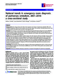 National trends in emergency room diagnosis of pulmonary embolism, 2001Ł2010: a cross-sectional study
