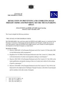 COUNCIL OF THE EUROPEAN UNION EN  RESOLUTION ON PREVENTING AND COMBATING ROAD