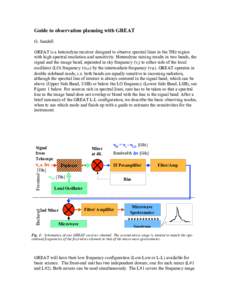 Guide to observation planning with GREAT G. Sandell GREAT is a heterodyne receiver designed to observe spectral lines in the THz region with high spectral resolution and sensitivity. Heterodyne mixing results in two band