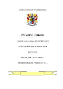 ONCHAN DISTRICT COMMISSIONERS  STANDING ORDERS FOR THE REGULATION AND OBSERVANCE  OF PROCEDURE AND BUSINESS WITH