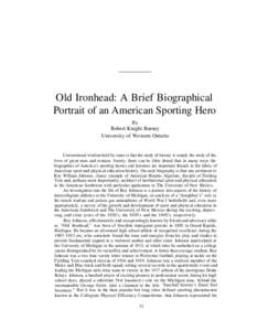 Old Ironhead: A Brief Biographical Portrait of an American Sporting Hero By Robert Knight Barney University of Western Ontario