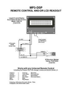 MP3-DSP REMOTE CONTROL AND/OR LCD READOUT SERIN  +5V