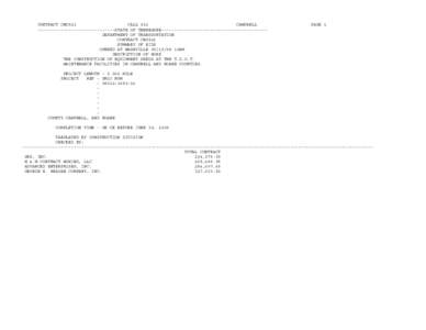 CONTRACT CNG921 CALL 001 CAMPBELL ------------------------------STATE OF TENNESSEE----------------------------------------DEPARTMENT OF TRANSPORTATION CONTRACT CNG921 SUMMARY OF BIDS