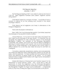 PROCEEDINGS OF THE TIOGA COUNTY LEGISLATURE – [removed]First Regular Meeting January 11, 2011