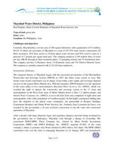Maynilad Water District, Philippines Roel Espiritu, Head of Labor Relations of Maynilad Water Services, Inc Type of tool: green jobs
