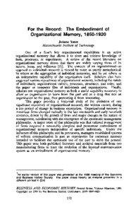 Du Pont family / Pierre S. du Pont / Social psychology / Organizational culture / Lammot du Pont I / Organizational memory / DuPont / Alfred D. Chandler /  Jr. / Hierarchical organization / Management / Business / Organizational behavior