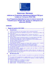Version duQUESTIONS / RÉPONSES relatives au Programme Opérationnel National FSE pour l’emploi et l’inclusion (PON FSE) et au Programme Opérationnel pour la mise en œuvre de