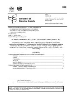 CBD  Distr. GENERAL UNEP/CBD/BS/COP-MOP/4/INF/3 4 April 2008