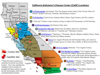 Del Norte Siskiyou  California Alzheimer’s Disease Center (CADC) Locations