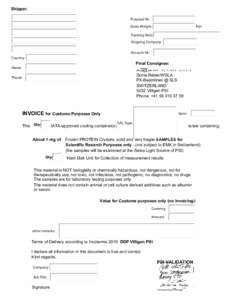 Incoterms / Invoice / Swiss Light Source / WSLA / Business / International trade / Villigen