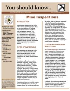 North Dakota Public Service Commission  Issue R-4, February 2013 Mine Inspections _