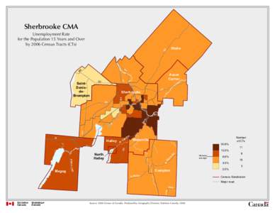 Sherbrooke CMA Unemployment Rate for the Population 15 Years and Over by 2006 Census Tracts (CTs) 21 6