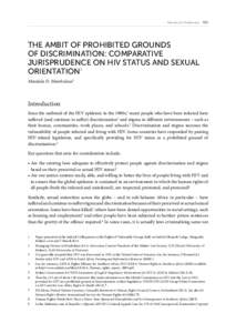 Mandala D. Mambulasa  123 THE AMBIT OF PROHIBITED GROUNDS OF DISCRIMINATION: COMPARATIVE