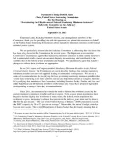 U.S. Sentencing Commission Statement for the Senate Judiciary Committee Hearing | September 18, 2013