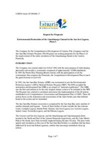 USEPA Grant CE[removed]Request for Proposals Environmental Restoration of the Guachinanga Channel in the San José Lagoon, Phase I.