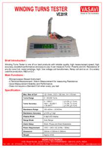 WINDING TURNS TESTER VE201R VASAVI Pioneer In Test Automation