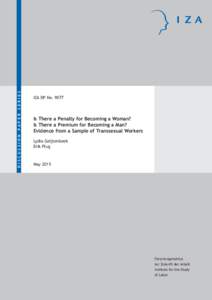 Is There a Penalty for Becoming a Woman? Is There a Premium for Becoming a Man? Evidence from a Sample of Transsexual Workers