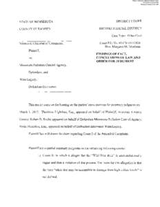 Filed in Second Judicial District Court[removed]:03:44 PM Ramsey County Civil, MN STATE OF MINNESOTA COUNTY OF RAMSEY