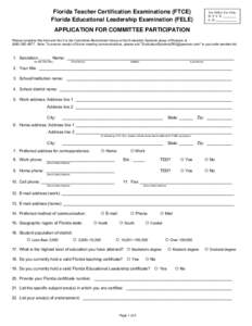 FTCE/FELE Application for Committee Participation