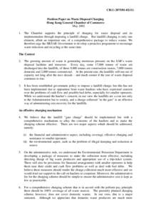 CB[removed]) Position Paper on Waste Disposal Charging Hong Kong General Chamber of Commerce May[removed].
