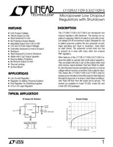 LT1129/LT1129-3.3/LT1129-5 Micropower Low Dropout Regulators with Shutdown U