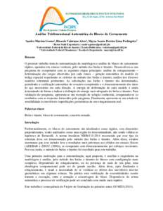 Análise Tridimensional Automática de Blocos de Coroamento Sandro Martins Gomes¹, Ricardo Valeriano Alves², Mayra Soares Pereira Lima Perlingeiro3 ¹ Beton Stahl Engenharia /  ² Universidade 