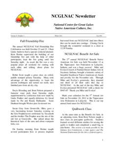 NCGLNAC Newsletter National Center for Great Lakes Native American Culture, Inc. Volume 12, Number 1  Fall Friendship Fire