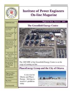 Institute of Power Engineers On-line Magazine Magazine Date Summer Inside this issue: