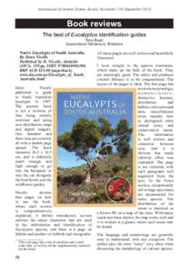 Australasian Systematic Botany Society Newsletter 156 (September[removed]Book reviews The best of Eucalyptus identification guides Tony Bean Queensland Herbarium, Brisbane