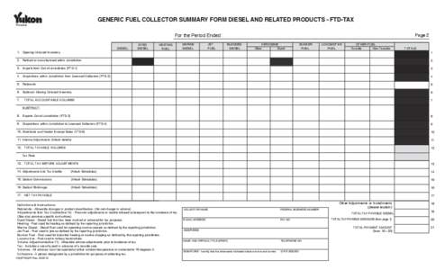 GENERIC FUEL COLLECTOR SUMMARY FORM DIESEL AND RELATED PRODUCTS - FTD-TAX  Finance DIESEL