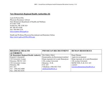 Microsoft Word - New Brunswick Regional Health Authorities update 2007.doc