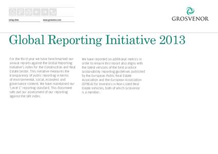 Global Reporting Initiative / Grosvenor Group / Sustainability reporting / Greenhouse gas / Corporate governance / Applied ethics / Sustainability / Environment / Business